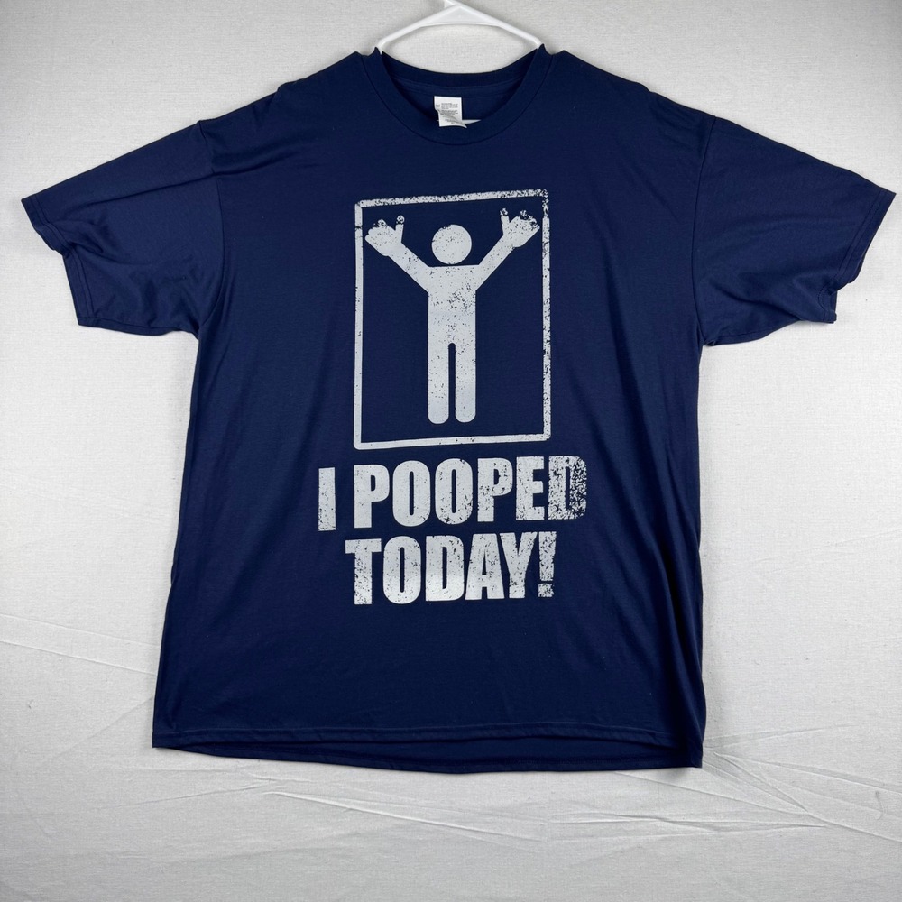 Mens I Pooped Today Graphic T-Shirt Navy Blue XL New SS18 2-046-5004